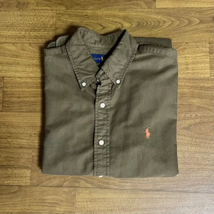 [BUNJANG] Polo Custom Slim Fit Garment Dyed Shirt Company Olive M / 폴로 커스텀슬림핏 가먼트 다이 셔츠 컴퍼니올리브 M