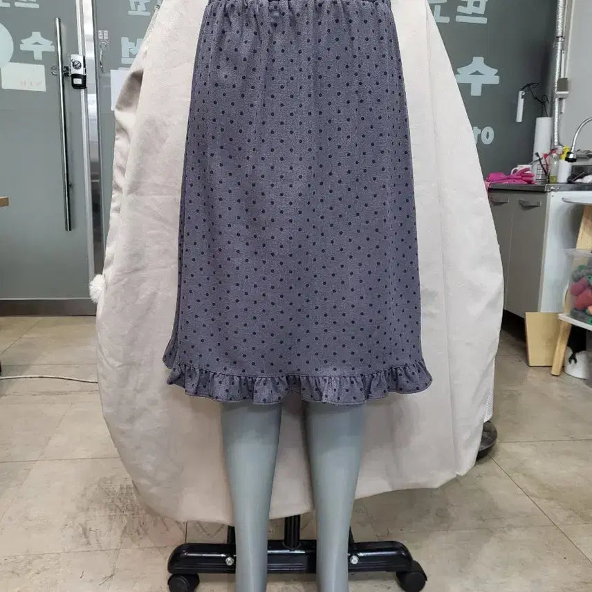 [BUNJANG] Polka Dot Frill Banding Midi Skirt / 도트 프릴 밴딩 스커트