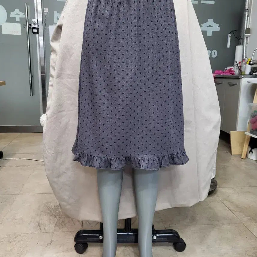 [BUNJANG] Polka Dot Frill Banding Midi Skirt / 도트 프릴 밴딩 스커트
