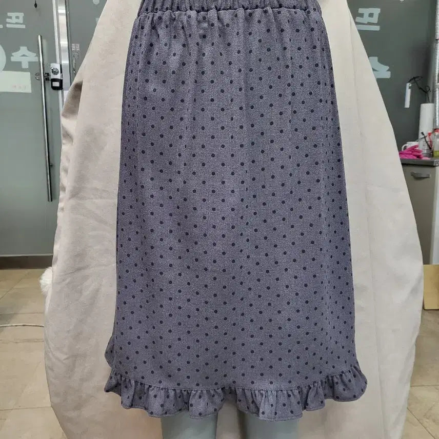 [BUNJANG] Polka Dot Frill Banding Midi Skirt / 도트 프릴 밴딩 스커트