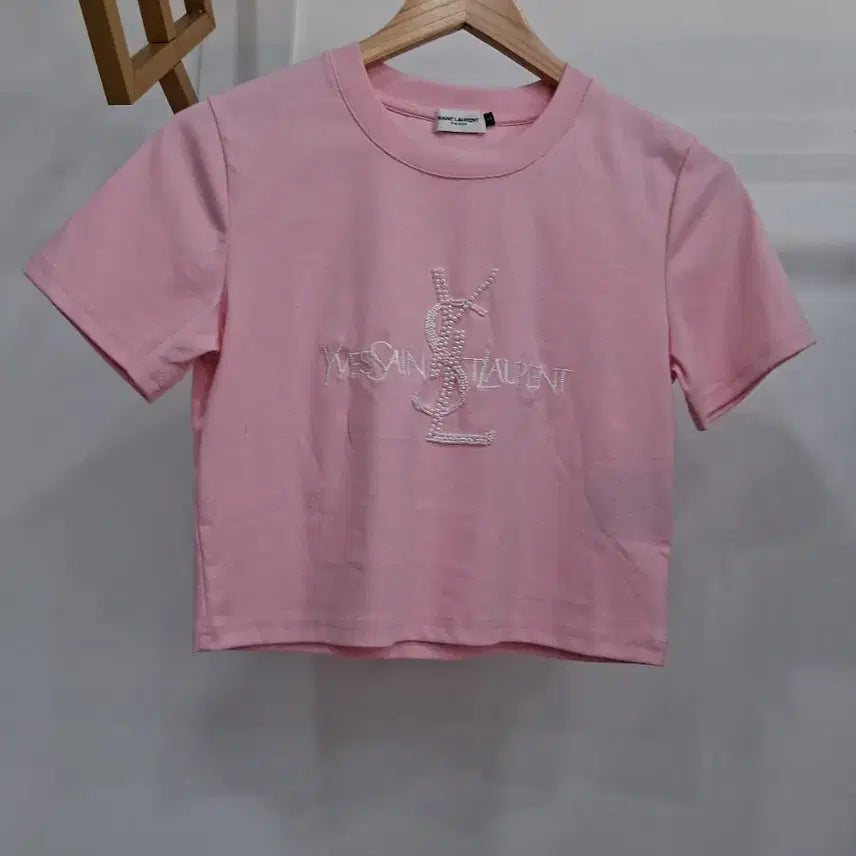 [BUNJANG] Pink Cropped Short Sleeve T-Shirt (Size 44-55) / 핑크 크롭 반팔 티셔츠 44~55 하자