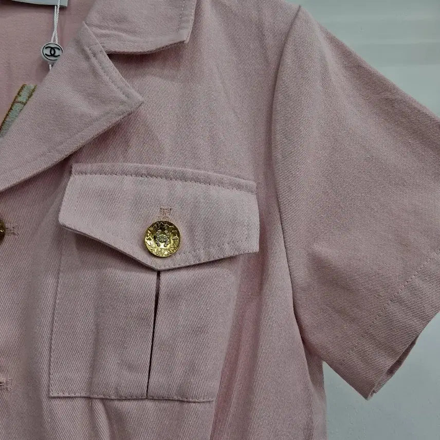 [BUNJANG] Pink Short Sleeve Jumpsuit / 핑크 숏 반팔 점프수트44~55