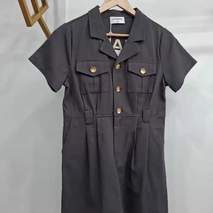 [BUNJANG] Short Sleeve Short Jumpsuit - Grey / 반팔 숏 점프수트 그레이