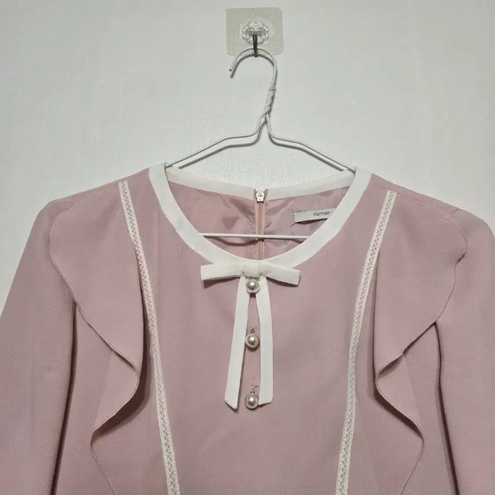 [BUNJANG] Kenneth Lady Pink Frill Ribbon Dress / 케네스레이디 핑크 프릴 리본 원피스 A라인 레이스 하객룩 소개팅룩 핑크