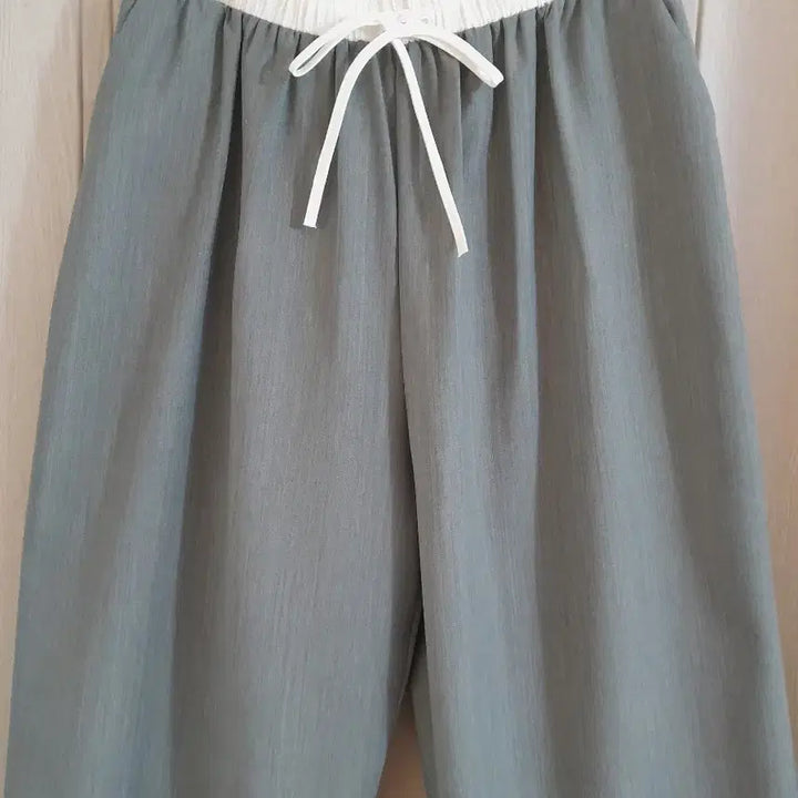 [BUNJANG] Khaki Color Block Waistband Wide Pants / 연카키배색밴딩 와이드 팬츠