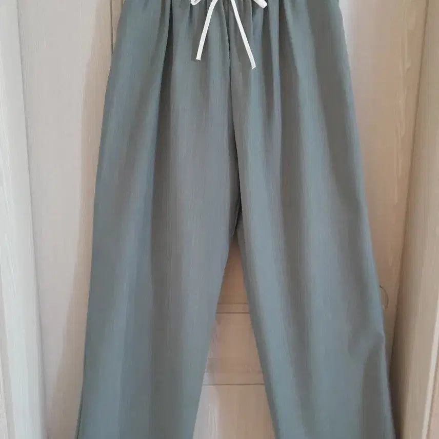 [BUNJANG] Khaki Color Block Waistband Wide Pants / 연카키배색밴딩 와이드 팬츠