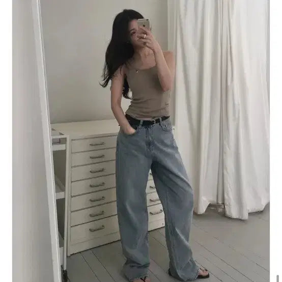 [BUNJANG] Slowand Today Wide Denim Pants (Long Ver.) - Size S / 슬로우앤드 와이드 중청데님팬츠 롱S