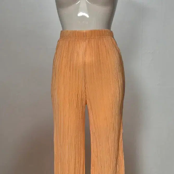 [BUNJANG] Orange Pleated Wide Pants - Free Size / 주름 오렌지색 와이드 팬츠 프리 p514-7