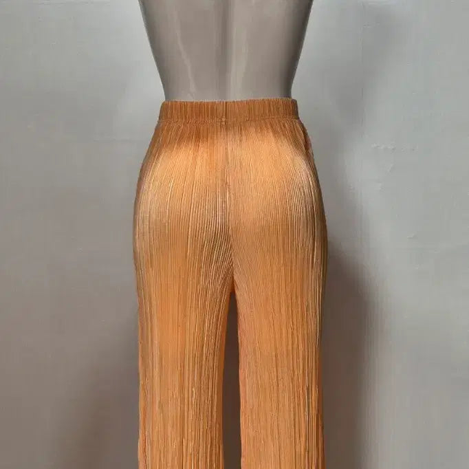 [BUNJANG] Orange Pleated Wide Pants - Free Size / 주름 오렌지색 와이드 팬츠 프리 p514-7