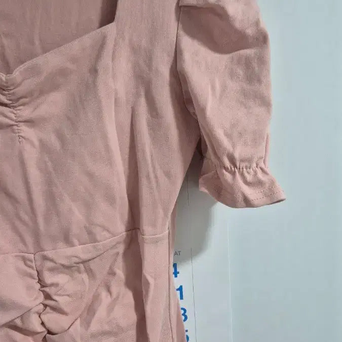 [BUNJANG] Pink Shirring Mini Dress Puff Short Sleeve / 핑크 셔링 미니 원피스 퍼프 반팔