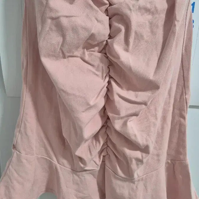 [BUNJANG] Pink Shirring Mini Dress Puff Short Sleeve / 핑크 셔링 미니 원피스 퍼프 반팔