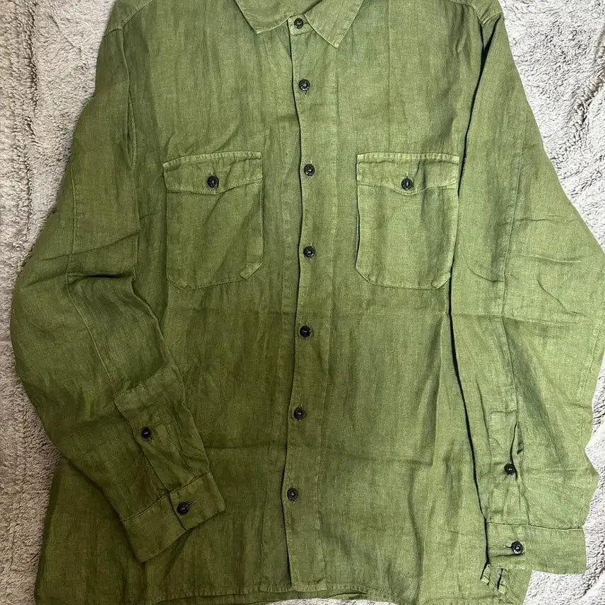 [BUNJANG] Stone Island Linen Shirt Khaki / 스톤아일랜드 린넨 셔츠 카키