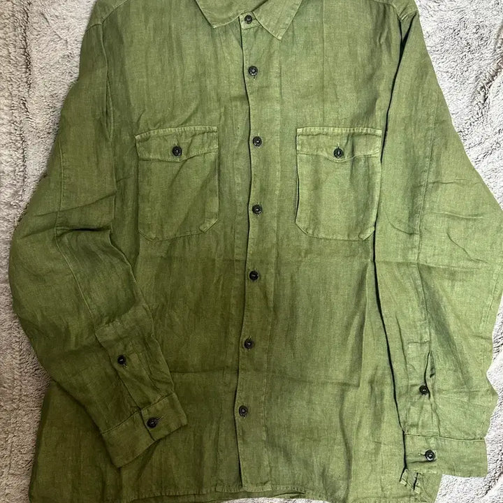 [BUNJANG] Stone Island Linen Shirt Khaki / 스톤아일랜드 린넨 셔츠 카키