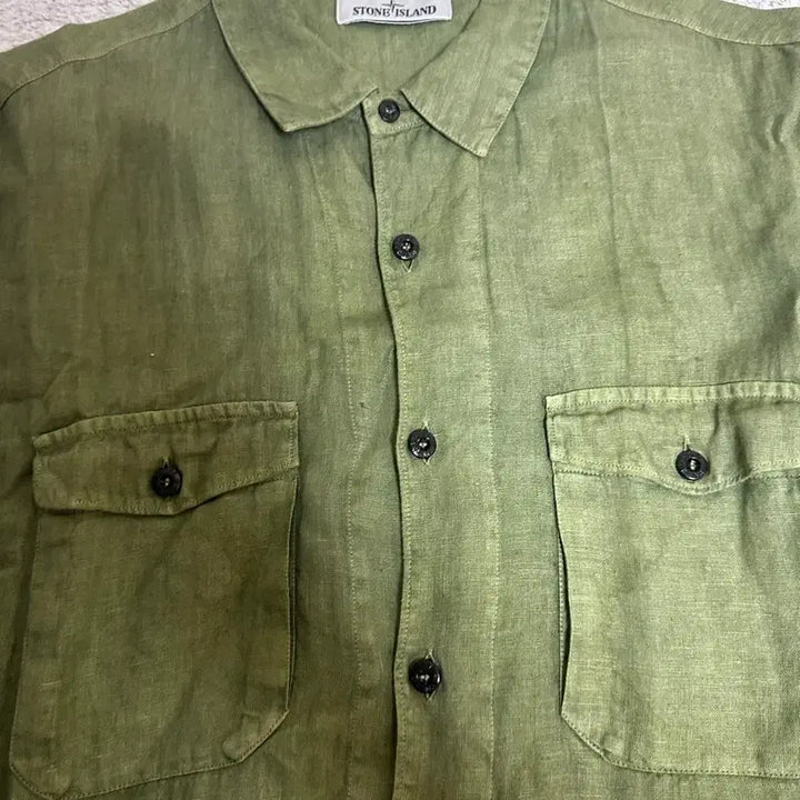 [BUNJANG] Stone Island Linen Shirt Khaki / 스톤아일랜드 린넨 셔츠 카키