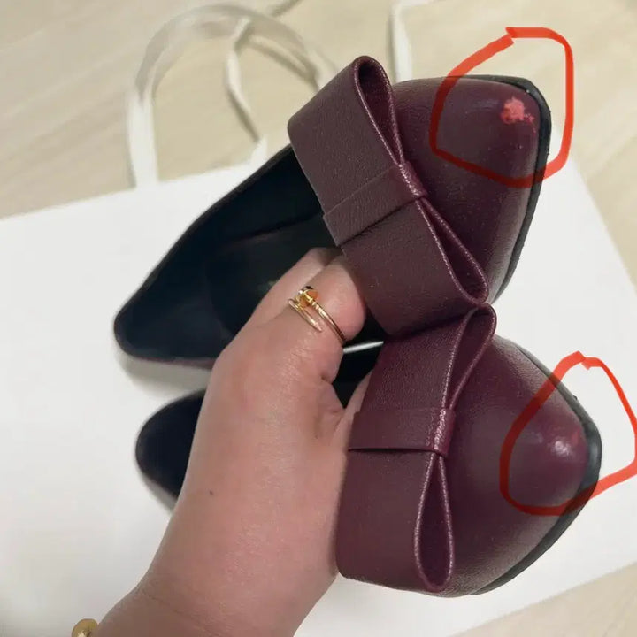 [BUNJANG] Byciny Ribbon Shoes Burgundy 225 / 바이씨니 리본슈즈 버건디 225