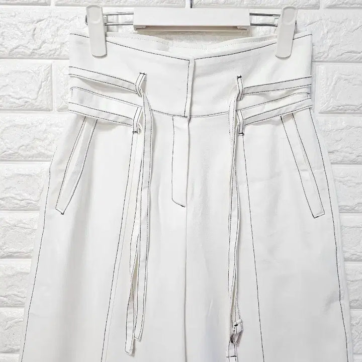 [BUNJANG] White Wide Leg Pants with Belt Set / 화이트  와이드 팬츠(벨트세트)