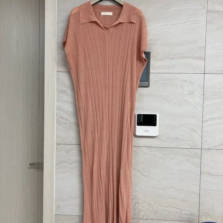 [SOLD OUT] 핑크 골지 롱 원피스 플리츠 원피스