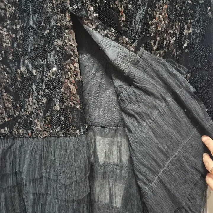 [BUNJANG] Double Standard Black Sequin Long Skirt / 더블 스탠다드 블랙 스팽글 롱 스커트