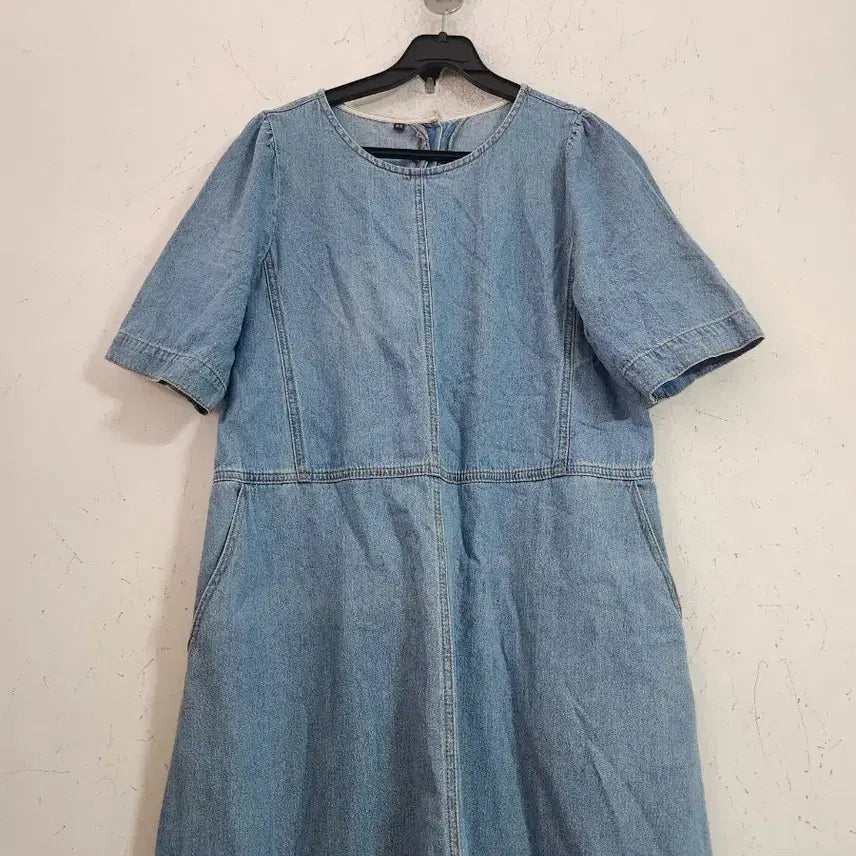 [BUNJANG] Denim Short Sleeve Long Dress / 청 데님 반팔 롱 원피스