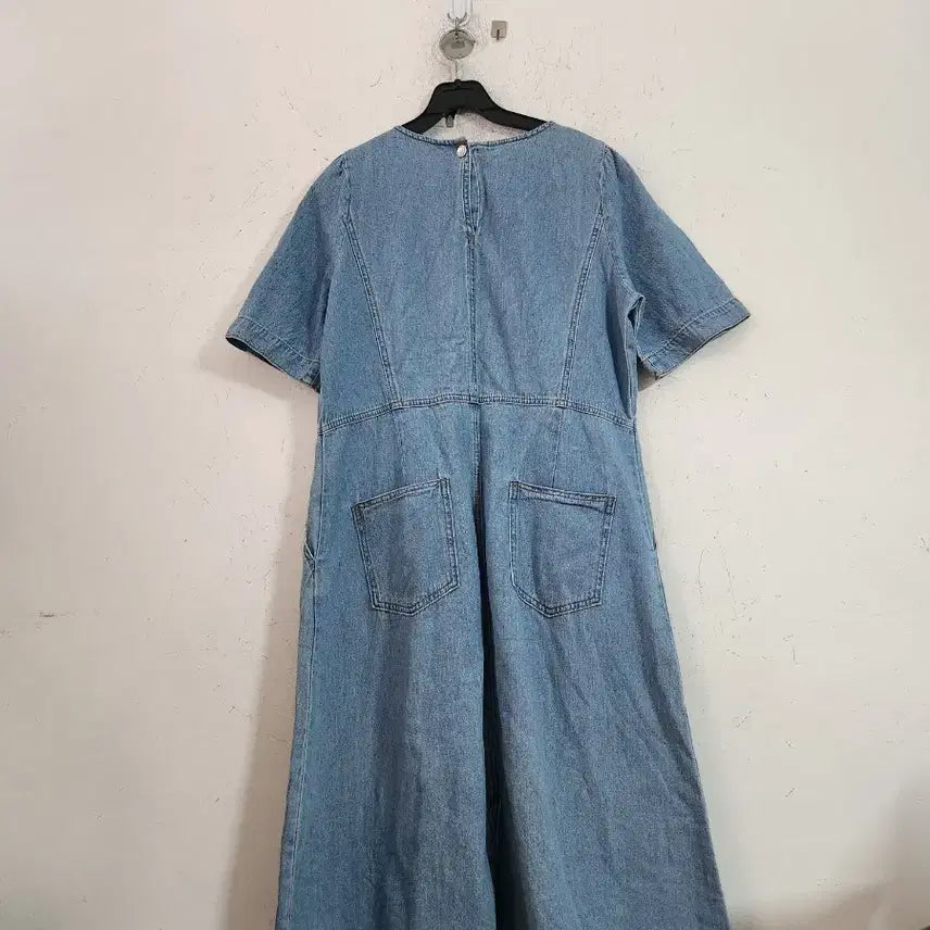 [BUNJANG] Denim Short Sleeve Long Dress / 청 데님 반팔 롱 원피스