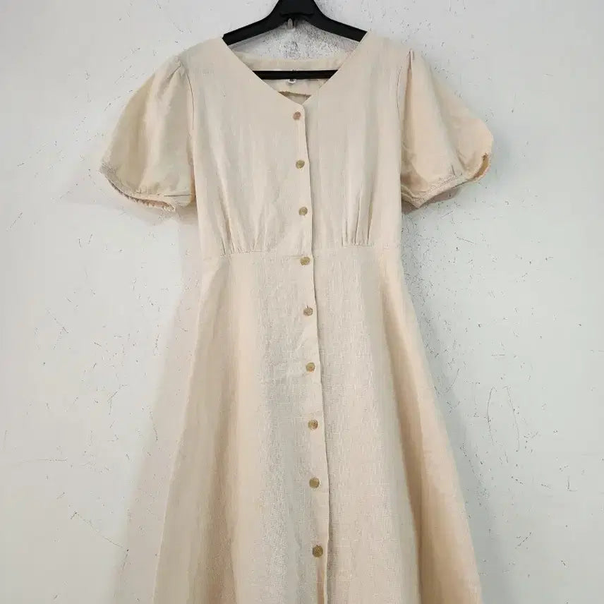 [BUNJANG] Linen Puff Short Sleeve Long Dress / 린넨 퍼프 반팔 롱 원피스55