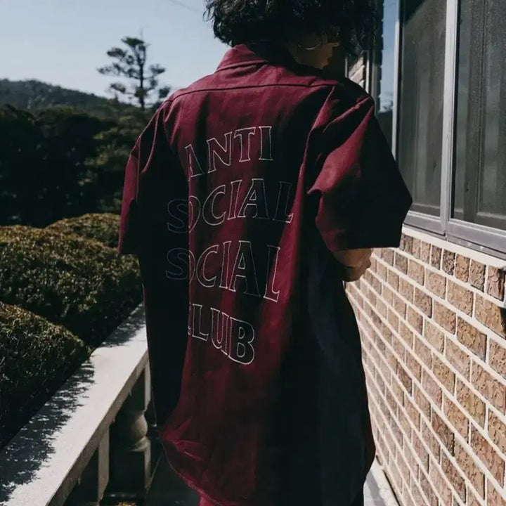 [BUNJANG] Anti Social Social Club x Dickies Collaboration Work Shirt Burgundy / 안티 소셜 소셜 클럽 x 디키즈 워크 셔츠 버건디