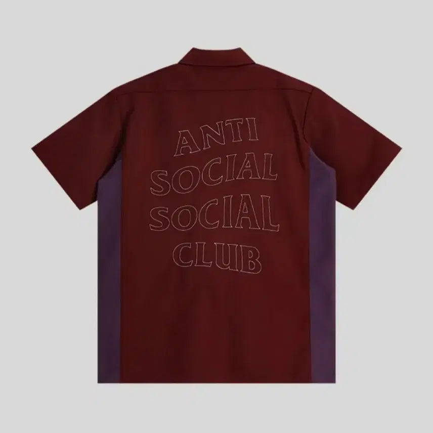 [BUNJANG] Anti Social Social Club x Dickies Collaboration Work Shirt Burgundy / 안티 소셜 소셜 클럽 x 디키즈 워크 셔츠 버건디