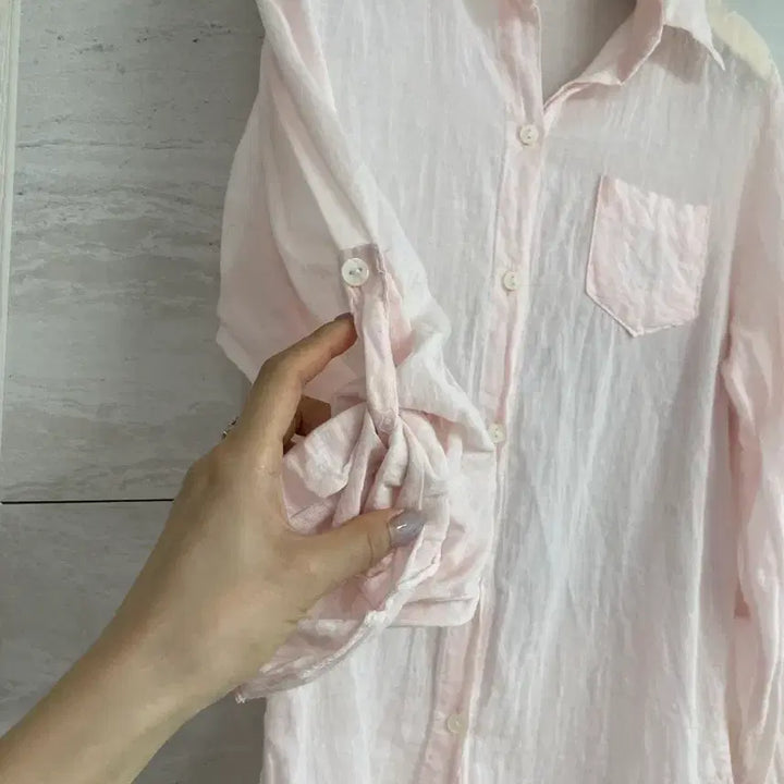 [BUNJANG] Cotton Gauze Roll-Up Shirt / 코튼 거즈 롤업셔츠