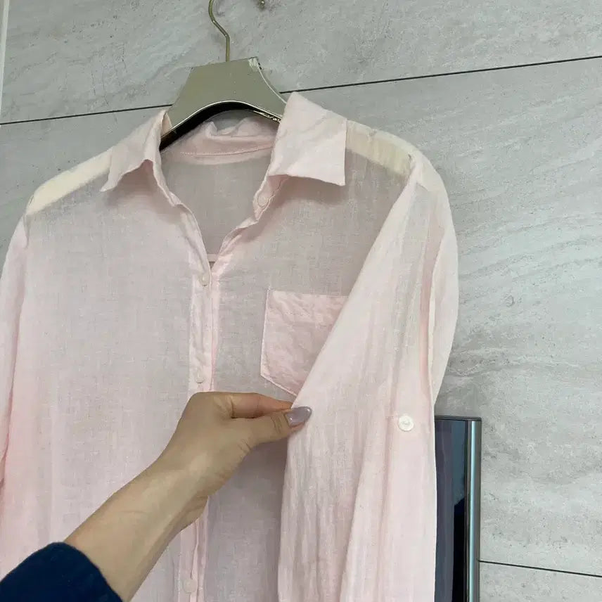 [BUNJANG] Cotton Gauze Roll-Up Shirt / 코튼 거즈 롤업셔츠