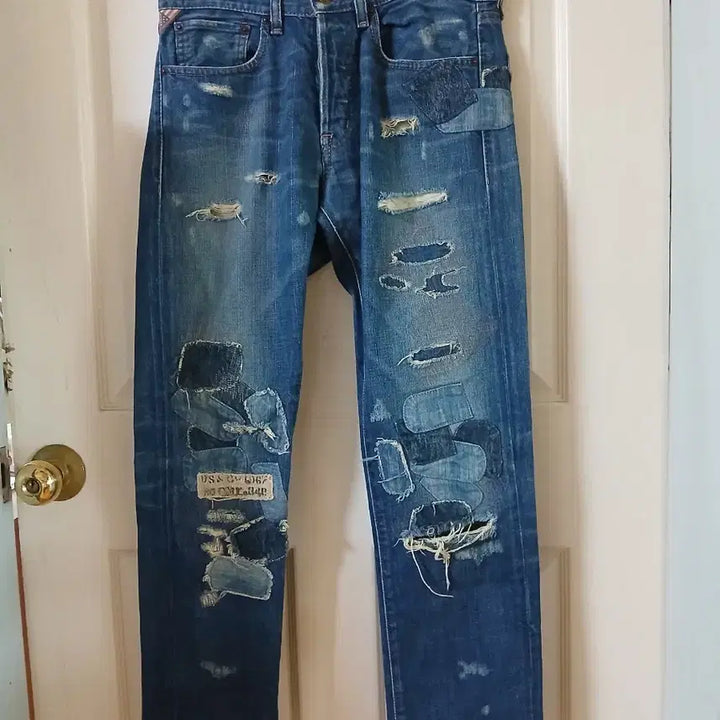 [BUNJANG] Polo Ralph Lauren Damaged Wash Patch Denim Jeans / 폴로  데미지 워싱 패치 데님 청바지