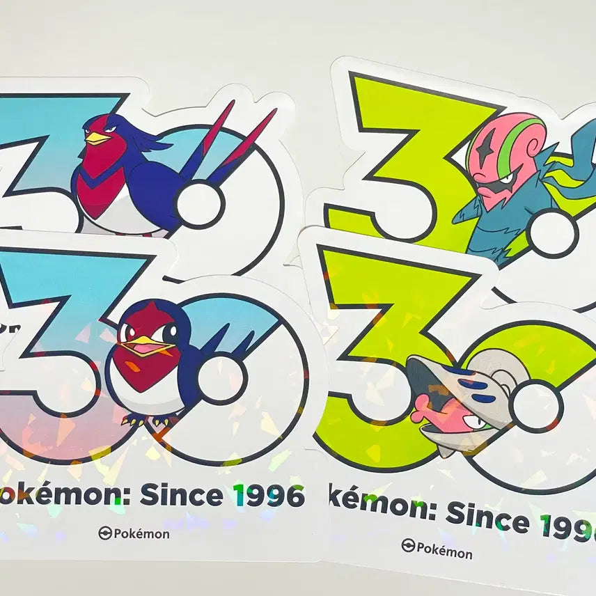 [BUNJANG] Pokemon 30th Anniversary Logo Sticker Swellow &amp; Masquerain Evolution Set / 포켓몬 30주년 로고 스티커 스왈로&amp;어지리더 진화 세트