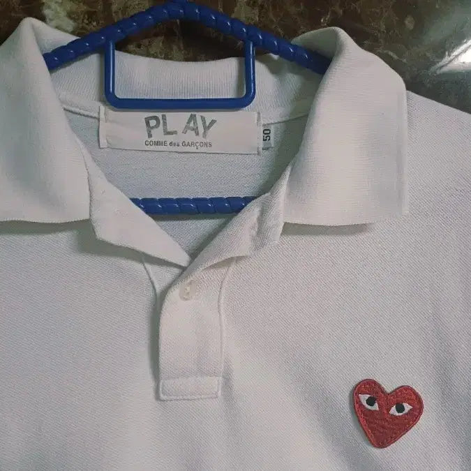 [BUNJANG] Comme des Garçons Play White Short Sleeve Polo T-shirt / 꼼데가르송 플레이 화이트 반팔 폴로티