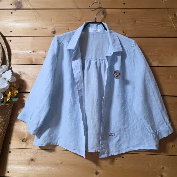 [BUNJANG] Pink DIA 100% Wool Shirt with Corsage Detail / 새상품.Pink DIA 마100% 셔츠( 코사지 코디용