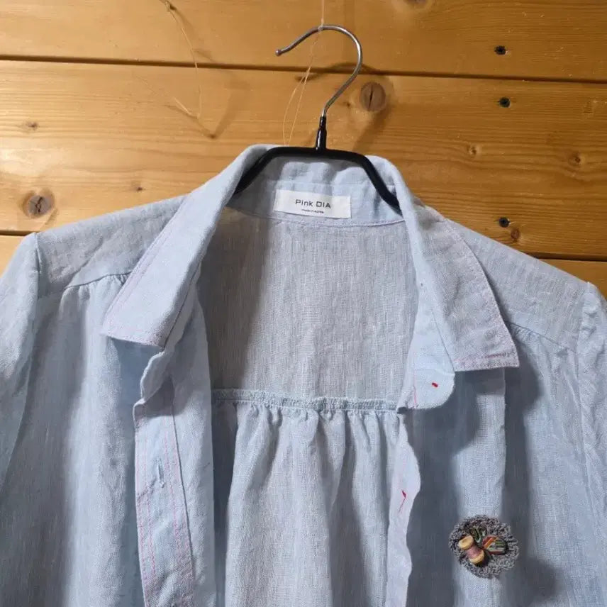 [BUNJANG] Pink DIA 100% Wool Shirt with Corsage Detail / 새상품.Pink DIA 마100% 셔츠( 코사지 코디용