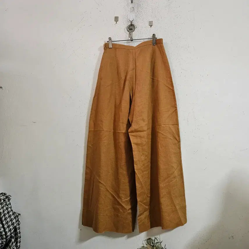 [BUNJANG] Brown Wide Linen Pants / 브라운 와이드 린넨 바지