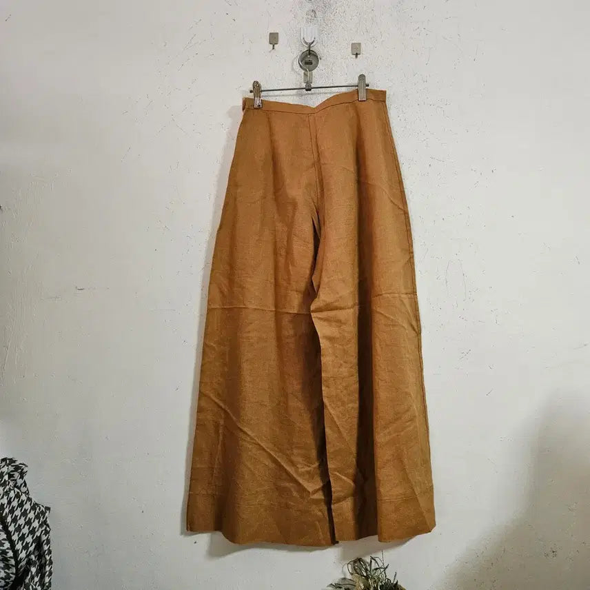 [BUNJANG] Brown Wide Linen Pants / 브라운 와이드 린넨 바지