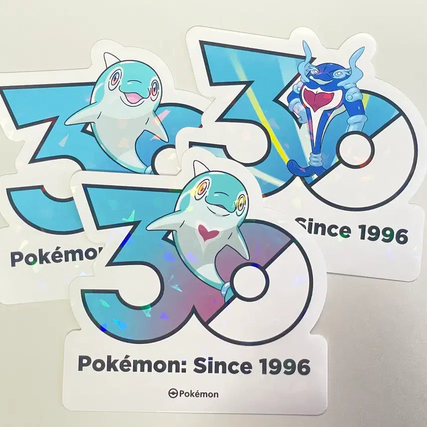 [BUNJANG] Pokemon 30th Anniversary Logo Sticker Dolphinman Evolution Set / 포켓몬 30주년 로고 스티커 돌핀맨 진화 세트