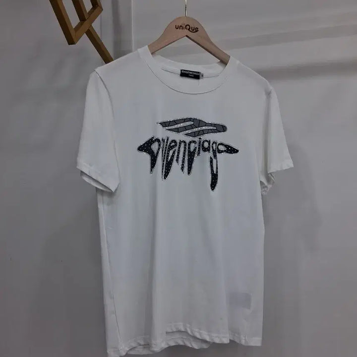 [BUNJANG] Printed Cubic Short-Sleeve T-Shirt White / 프린트 큐빅 반팔 티셔츠 화이트