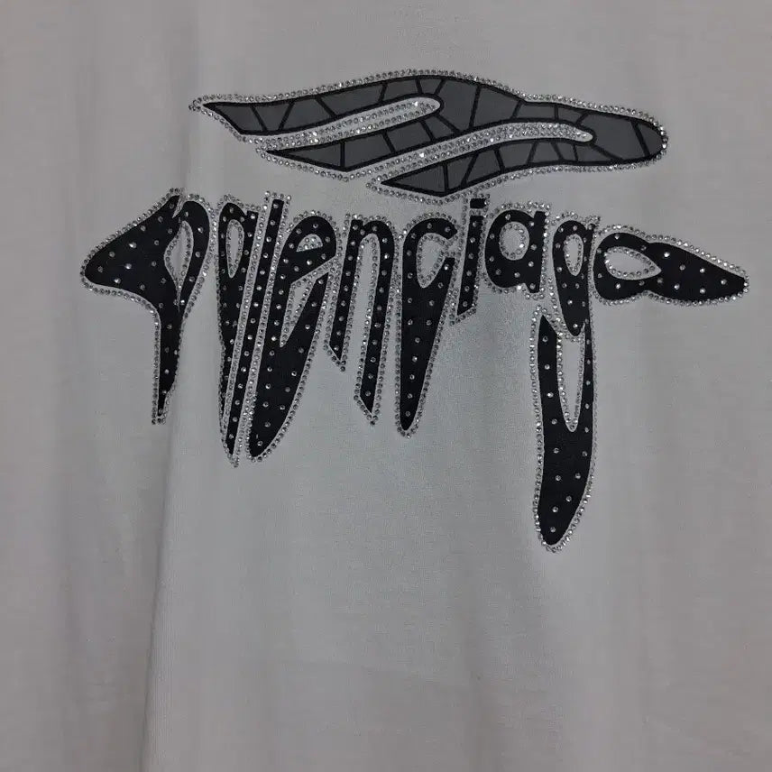 [BUNJANG] Printed Cubic Short-Sleeve T-Shirt White / 프린트 큐빅 반팔 티셔츠 화이트