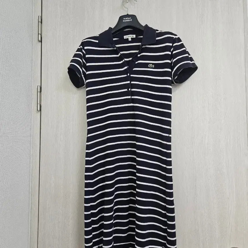 [BUNJANG] Lacoste Striped Collar Pique Dress Size 36 / 라코스테 스트라이프 카라 피케 원피스 36