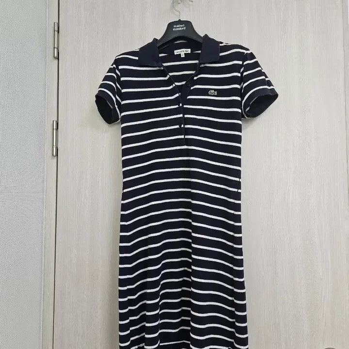 [BUNJANG] Lacoste Striped Collar Pique Dress Size 36 / 라코스테 스트라이프 카라 피케 원피스 36