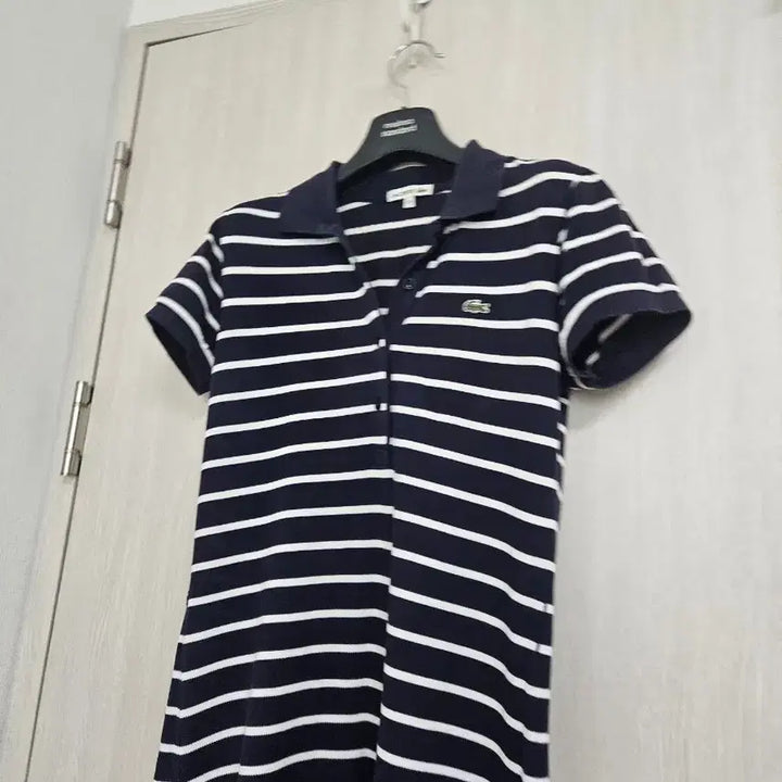 [BUNJANG] Lacoste Striped Collar Pique Dress Size 36 / 라코스테 스트라이프 카라 피케 원피스 36