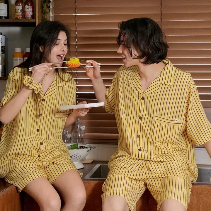 [BUNJANG] Teaser Custy Silk Skin Ver.2 Short Sleeve Pajama Set Yellow M / 티세르 커스티 실크스킨 ver.2 반팔잠옷 세트 옐로 M 새상품