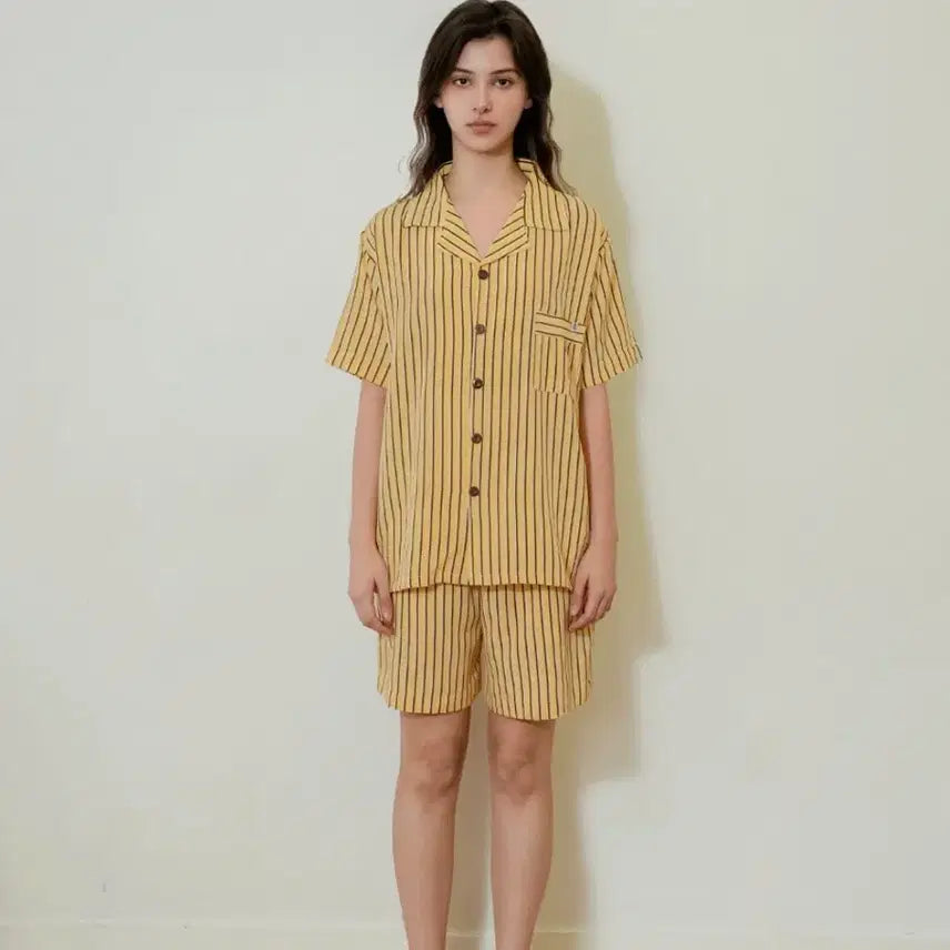 [BUNJANG] Teaser Custy Silk Skin Ver.2 Short Sleeve Pajama Set Yellow M / 티세르 커스티 실크스킨 ver.2 반팔잠옷 세트 옐로 M 새상품