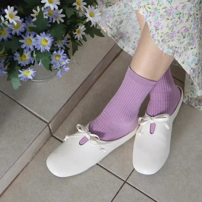 [BUNJANG] Ribbon Mules Loafers White 240mm / 리본 뮬 블로퍼 240mm