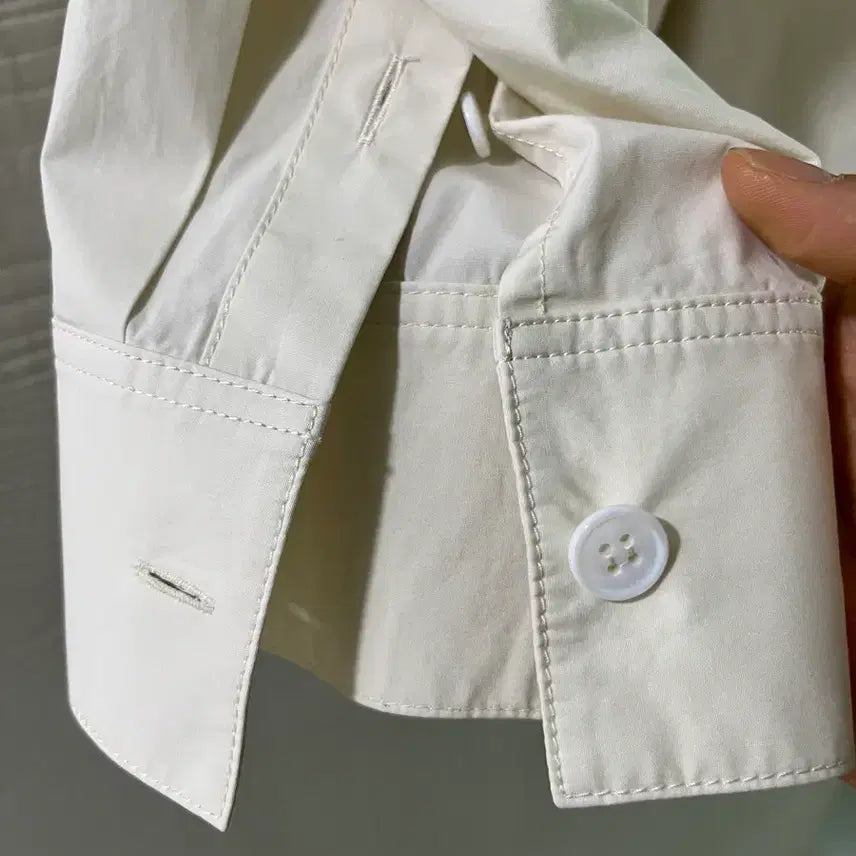 [BUNJANG] Solid Homme 22SS Semi-Oversized Ivory Pocket Shirt (Size 46) / 22ss 솔리드옴므 세미오버 아이보리 포켓셔츠 46(95-100)