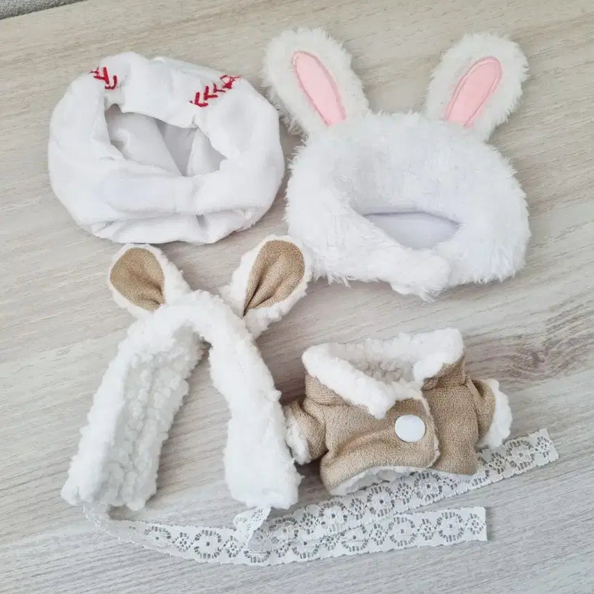 [BUNJANG] 10cm Doll Clothing Set - Sheepskin Fur (Milk Beige Rabbit) / 솜인형 10cm 10깅 옷 양털세트 토끼 밀크베이지 판매합니다