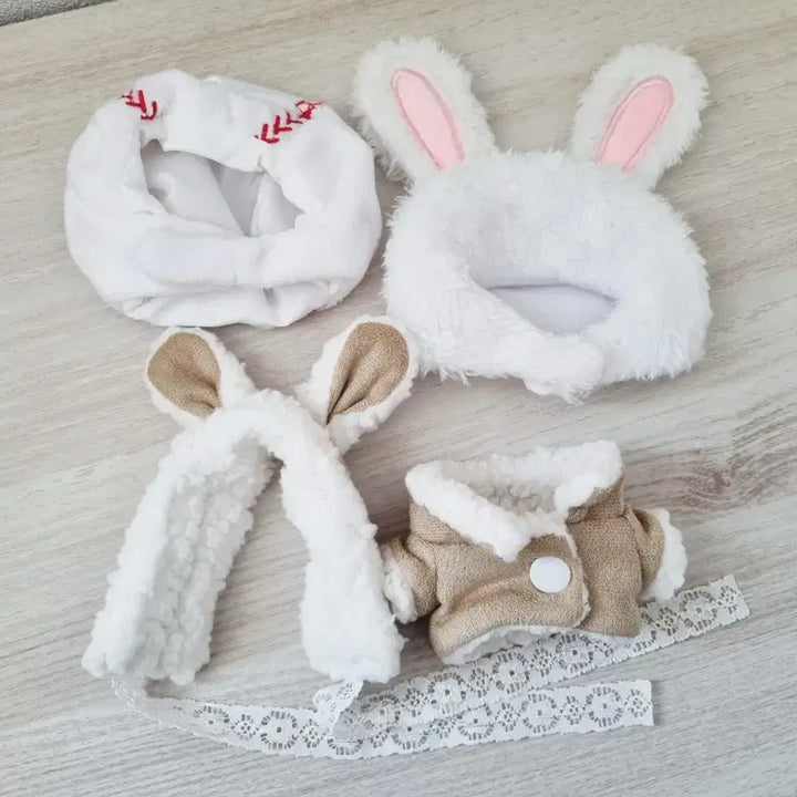 [BUNJANG] 10cm Doll Clothing Set - Sheepskin Fur (Milk Beige Rabbit) / 솜인형 10cm 10깅 옷 양털세트 토끼 밀크베이지 판매합니다