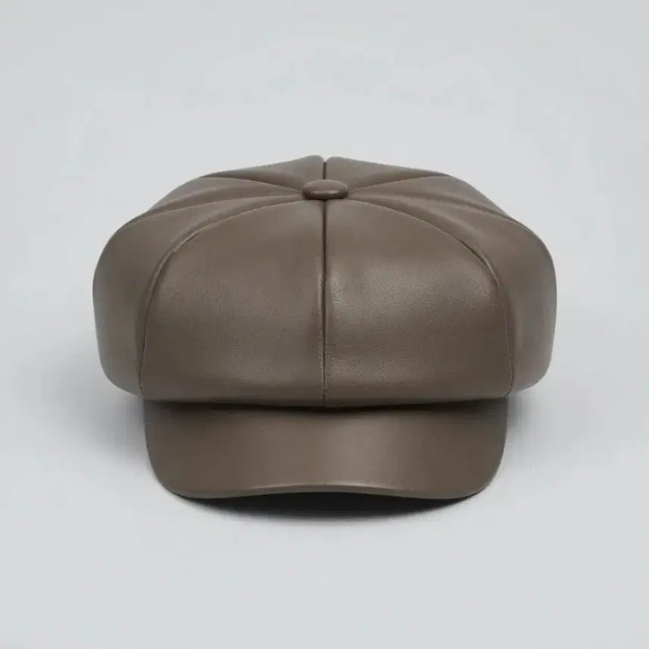 [BUNJANG] Fabiana Filippi Style Brown Faux Leather Octagonal Hat / 파비아나 필라니 스타일 브라운 레더 8각모 (인조가죽 모자)