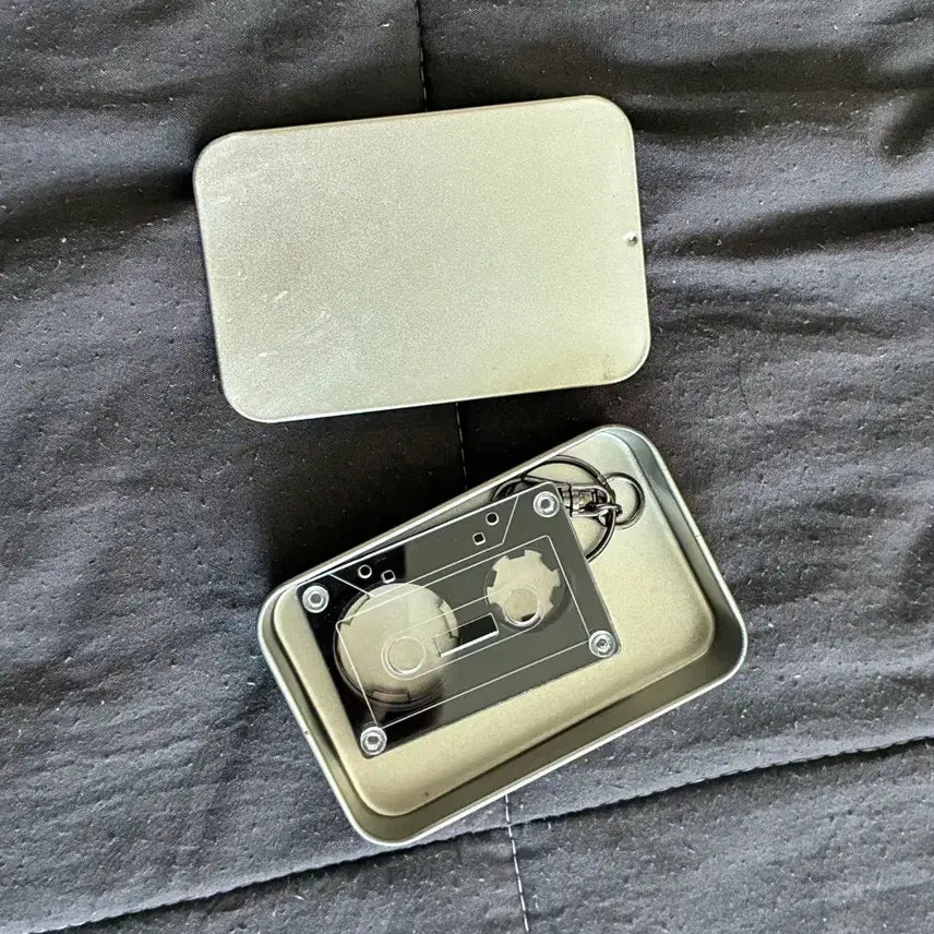 [BUNJANG] Transparent Cassette Tape Keychain with Case / 투명 카세트 테이프 키링 + 케이스